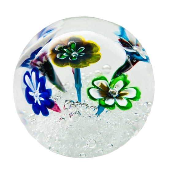 Vintage Murano Floral  Art Glass Paperweight - Picture 5 of 5